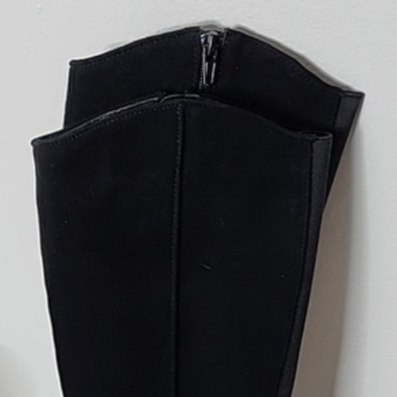 Neiman Marcus Lorenco Black Suede Leather Knee High Heeled Boots - Picture 12 of 15